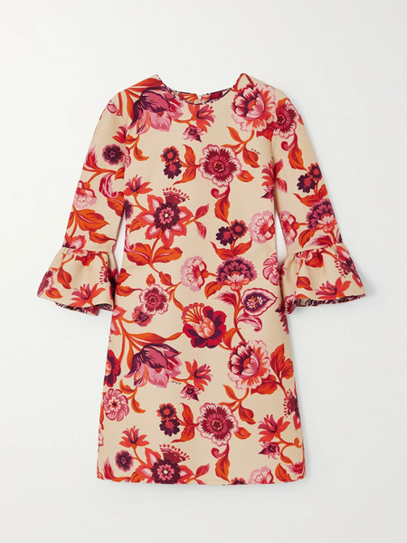  La Doublej La Doublej - 24/7 Floral-print Wool-blend Twill Mini Dress - Red 
