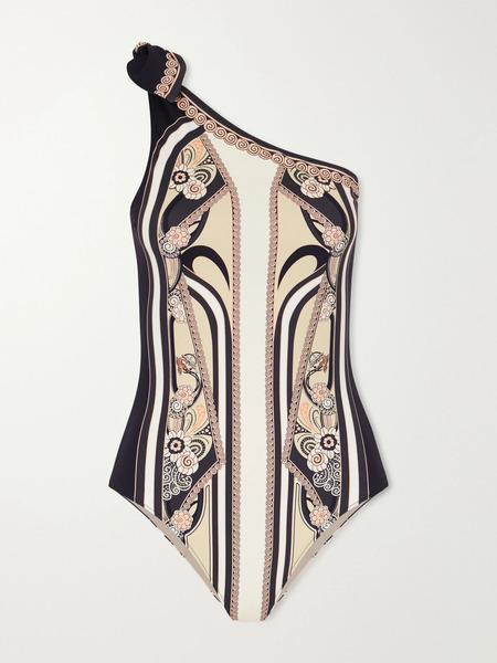  La Doublej La Doublej - Goddess One-shoulder Printed Swimsuit - Black 