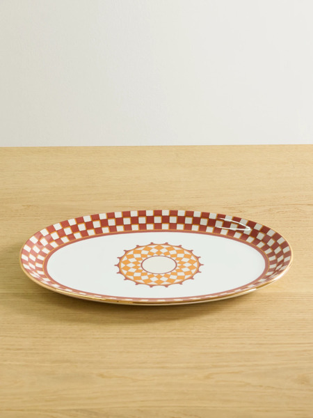  La Doublej La Doublej - Gold-plated Porcelain Platter - Orange 