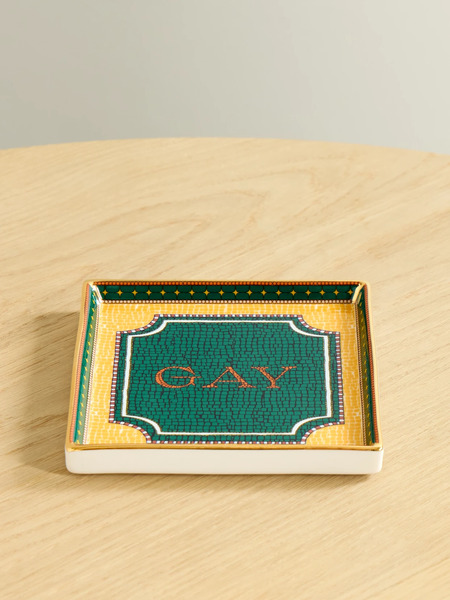  La Doublej La Doublej - Gold-plated Porcelain Trinket Tray - Green 