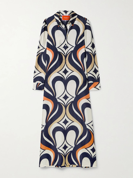  La Doublej La Doublej - Icon Printed Silk-twill Maxi Shirt Dress - Multi 