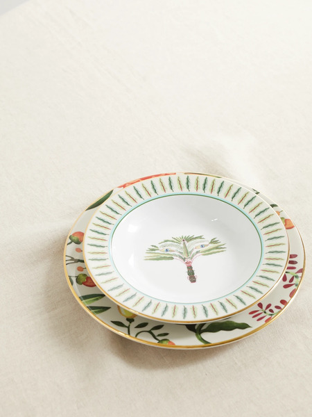  La Doublej La Doublej - Libellula Gold-plated Porcelain Soup And Dinner Plate Set - White 