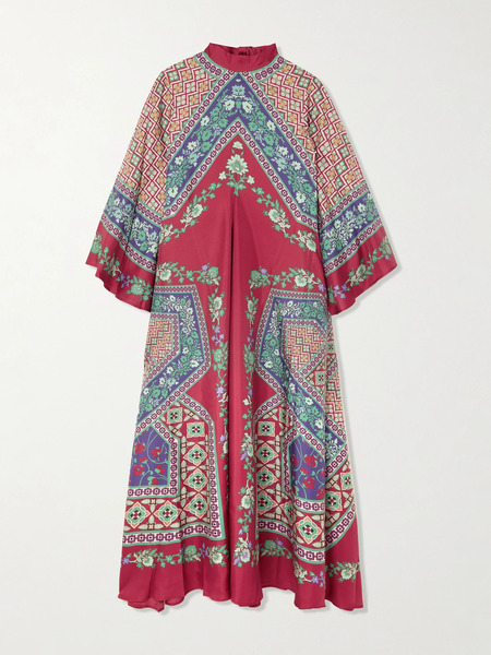  La Doublej La Doublej - Magnifico Printed Silk Maxi Dress - Red 