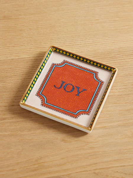  La Doublej La Doublej - Mini Gold-plated Porcelain Tray - Orange 