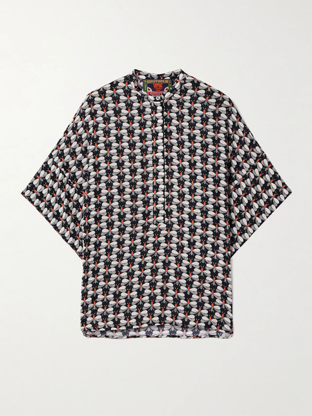  La Doublej La Doublej - + Mother Estelle Printed Crepe Blouse - Black 