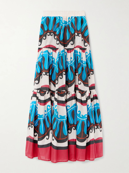  La Doublej La Doublej - + Mother Printed Cotton Maxi Skirt - Blue 