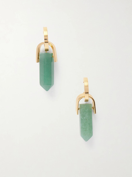  La Doublej La Doublej - Pillar Gold-plated Aventurine Earrings - One Size 