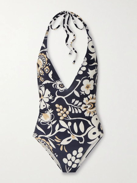  La Doublej La Doublej - Printed Halterneck Swimsuit - Blue 