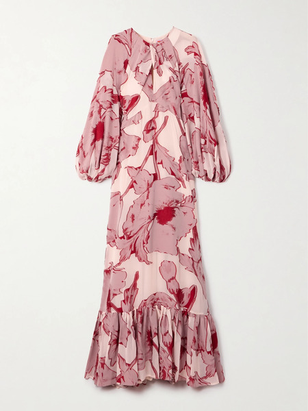  La Doublej La Doublej - Printed Silk-blend Chiffon Maxi Dress - Red 
