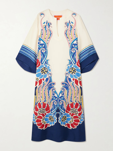  La Doublej La Doublej - Printed Silk-twill Midi Dress - Cream 