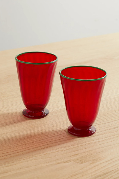  La Doublej La Doublej - Rainbow Set Of Two Murano Glasses - Red 