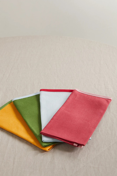  La Doublej La Doublej - Set Of Four Large Linen Napkins - Red 