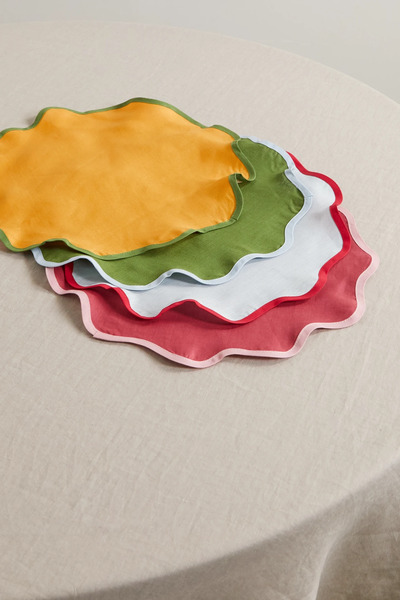  La Doublej La Doublej - Set Of Four Linen Placemats - Yellow 