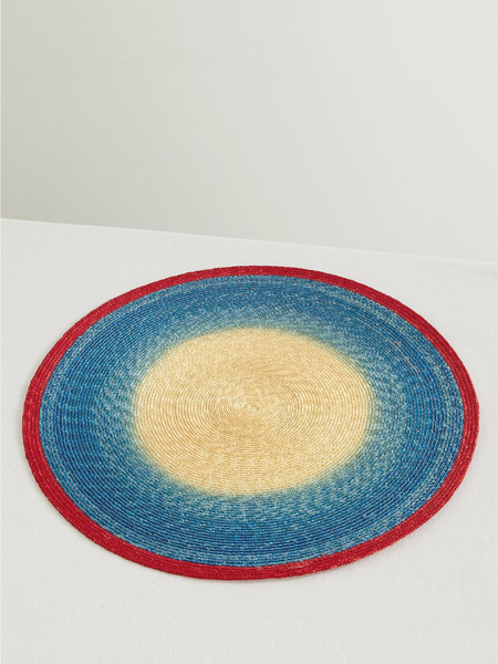  La Doublej La Doublej - Sunset Set Of Two Painted Straw Placemats - Blue 