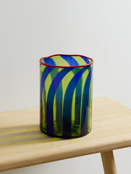  La Doublej La Doublej - Torretta Striped Murano Glass Vase - Blue 