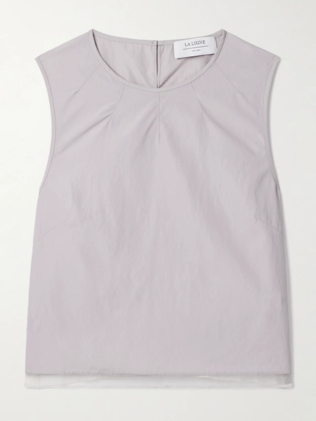  La Ligne La Ligne - Cosette Silk Organza-trimmed Shell Tank - Light Gray 