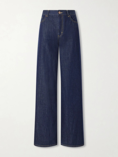  La Ligne La Ligne - Isadora Cotton-chambray Wide-leg Jeans - Dark Denim 