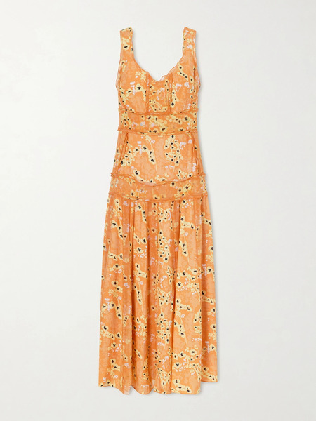  La Ligne La Ligne - Livia Panelled Printed Silk Maxi Dress - Orange 