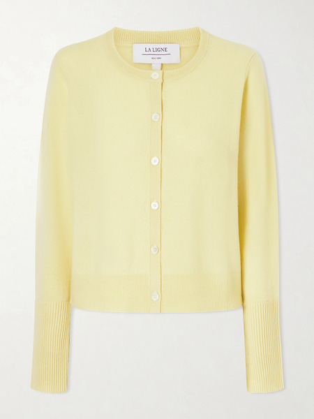  La Ligne La Ligne - Solid Lean Lines Cashmere Cardigan - Pastel Yellow 