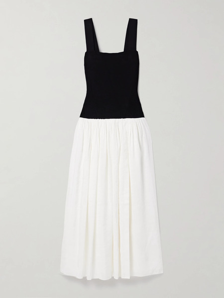  La Ligne La Ligne - Stretch-knit And Gathered Linen-blend Midi Dress - Multi 