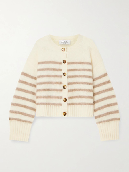  La Ligne La Ligne - Striped Brushed-cashmere Cardigan - Cream 