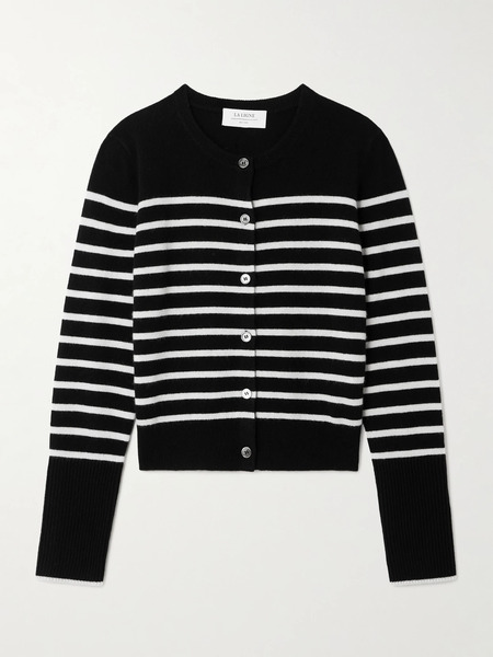  La Ligne La Ligne - Striped Lean Lines Cashmere Cardigan - Black 