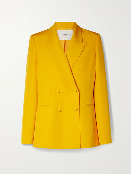 Lafayette 148 Lafayette 148 - Double-breasted Wool And Silk-blend Blazer - Saffron 