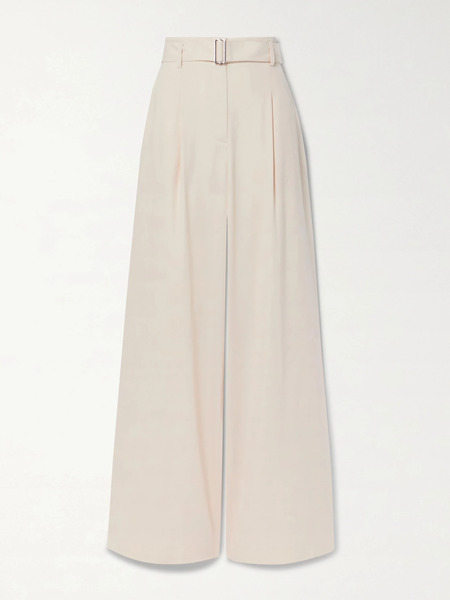  Lafayette 148 Lafayette 148 - Jagger Belted Wool And Silk-blend Twill Wide-leg Pants - Ivory 