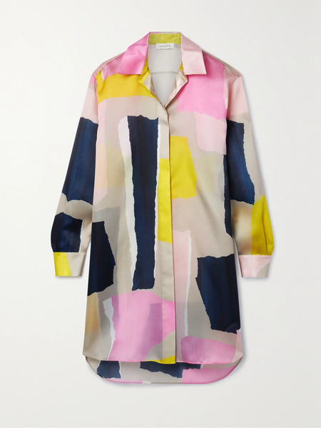  Lafayette 148 Lafayette 148 - Oversized Printed Silk-satin Shirt - Pink 