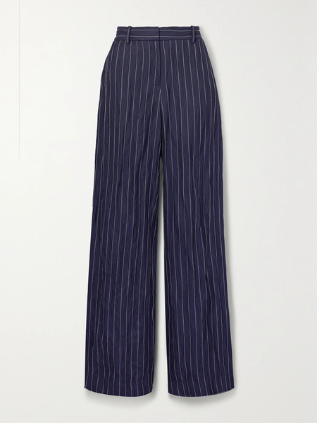  Lafayette 148 Lafayette 148 - Sullivan Pinstriped Metallic Twill Straight-leg Pants - Navy 