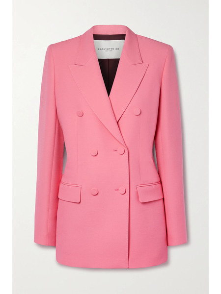  Lafayette 148 Lafayette 148 - Trinity Double-breasted Wool And Silk-blend Crepe Blazer - Pink 