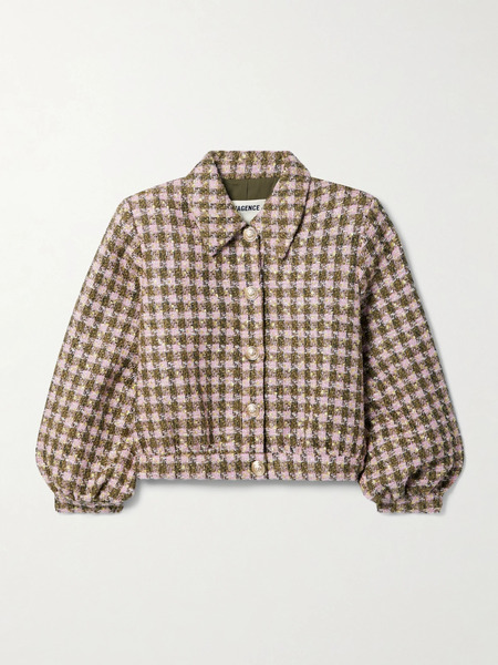  L'agence L'agence - Bridges Cropped Metallic Tweed Jacket - Army Green 
