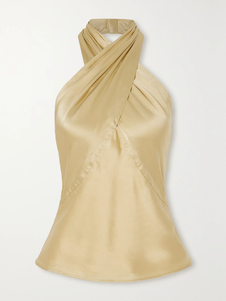  L'agence L'agence - Letitia Silk-charmeuse Halterneck Top - Gold 