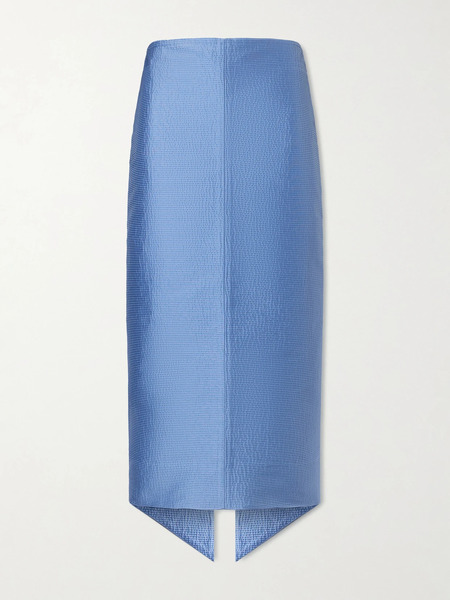  Lanvin Lanvin - Asymmetrical Satin-jacquard Midi Skirt - Blue 