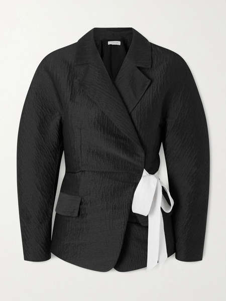  Lanvin Lanvin - Belted Textured-satin Jacket - Black 