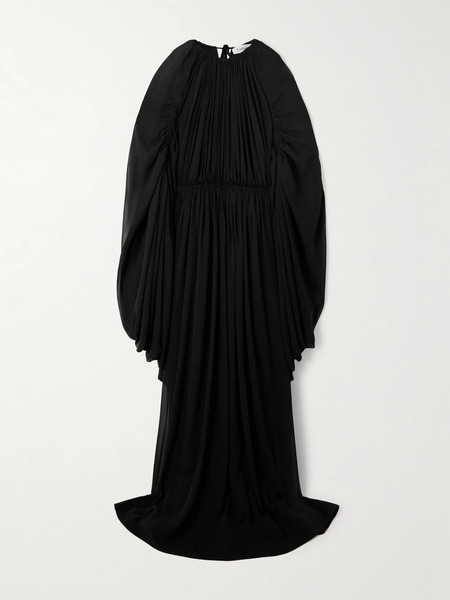  Lanvin Lanvin - Cape-effect Gathered Silk-chiffon Gown - Black 