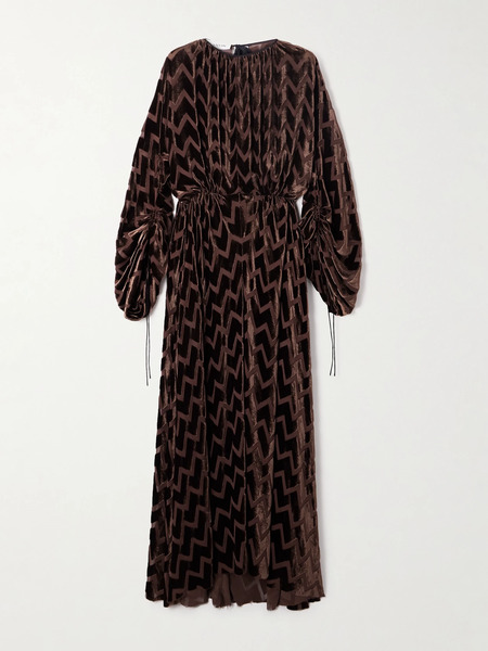  Lanvin Lanvin - Devoré-velvet Maxi Dress - Brown 