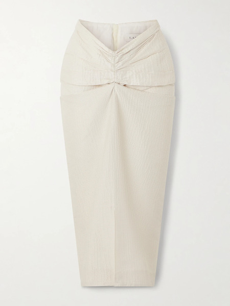  Lanvin Lanvin - Draped Satin-jacquard Midi Skirt - Ecru 
