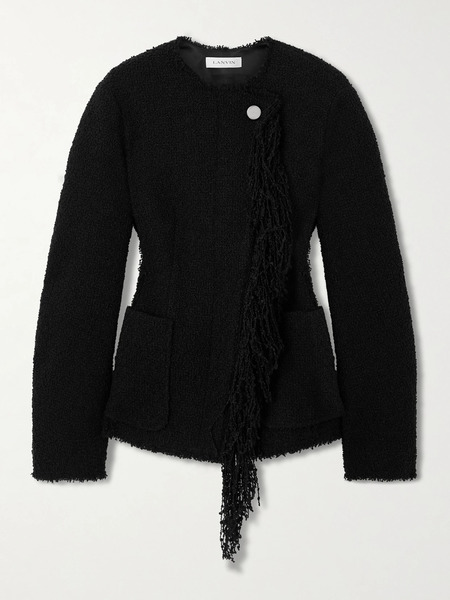  Lanvin Lanvin - Fringed Wool-blend Bouclé Jacket - Black 