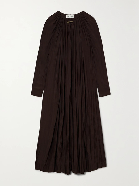  Lanvin Lanvin - Gathered Charmeuse Maxi Dress - Dark Brown 
