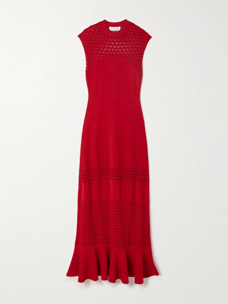  Lanvin Lanvin - Paneled Knitted Midi Dress - Red 