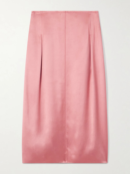  Lanvin Lanvin - Pleated Satin Midi Skirt - Pink 
