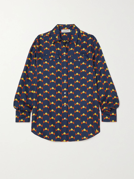 Lanvin Lanvin - Printed Silk Blouse - Navy 
