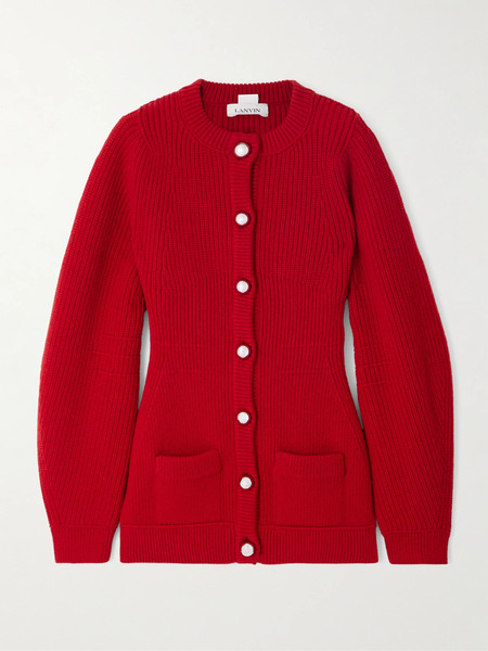  Lanvin Lanvin - Ribbed Wool Cardigan - Red 