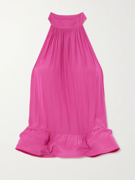  Lanvin Lanvin - Satin Peplum Halterneck Top - Pink 
