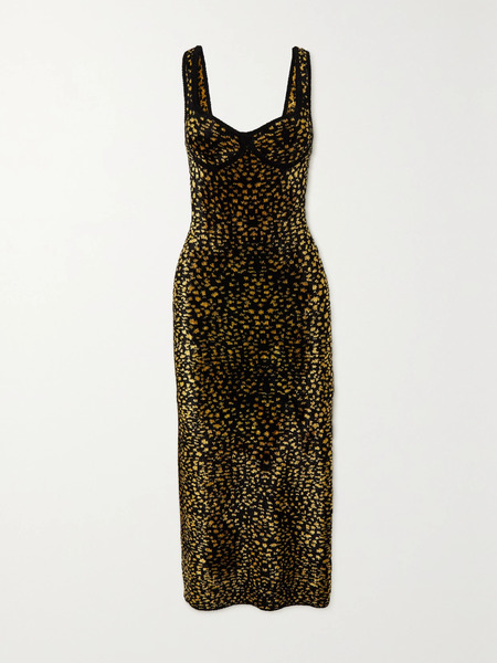  Lanvin Lanvin - Velvet-jacquard Midi Dress - Leopard Print 