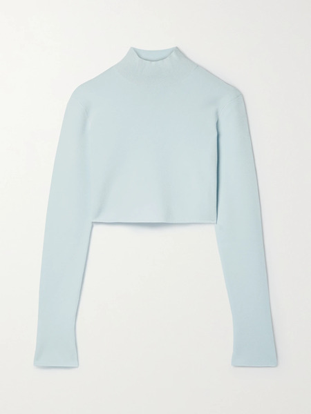  Lapointe Lapointe - Cropped Stretch-knit Top - Sky Blue 