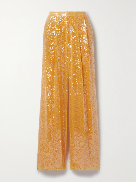  Lapointe Lapointe - Pleated Sequined Crepe Straight-leg Pants - Orange 