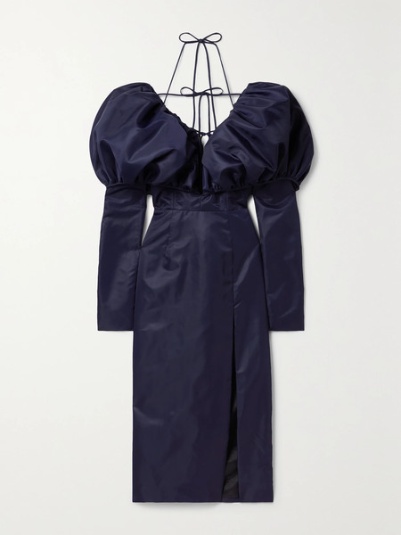 Laquan Smith Laquan Smith - Faille Halterneck Midi Dress - Midnight Blue 