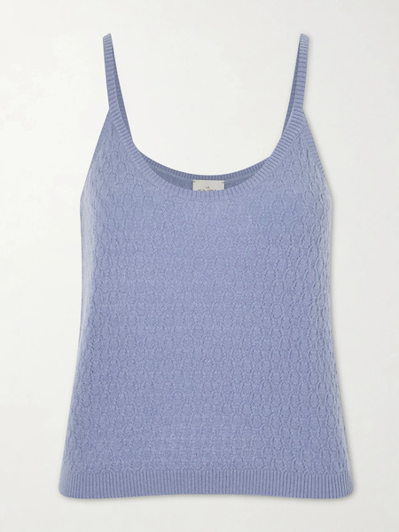  Le Kasha Le Kasha - Fregene Pointelle Organic Cashmere Knit Tank - Blue 